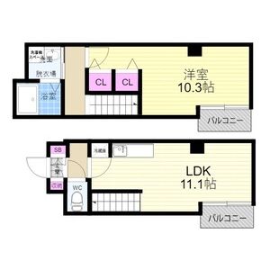 1LDK 間取り図