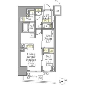 2LDK 間取り図