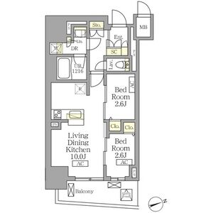 2LDK 間取り図