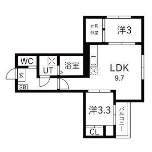 2LDK 間取り図