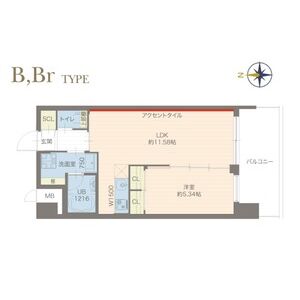 1LDK 間取り図