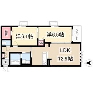 2LDK 間取り図