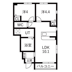 2LDK 間取り図