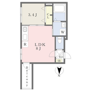 1LDK 間取り図