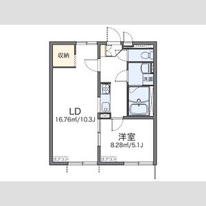 1LDK 間取り図