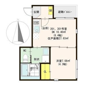 1DK 間取り図
