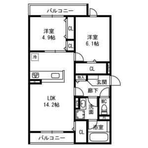 2LDK 間取り図