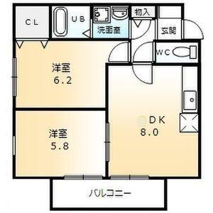 2DK 間取り図