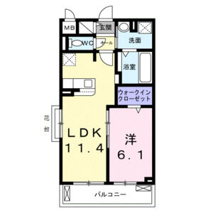 1LDK 間取り図