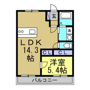 1LDK 間取り図
