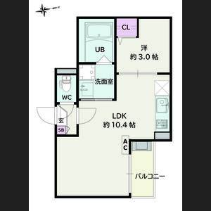 1LDK 間取り図