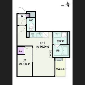 1LDK 間取り図