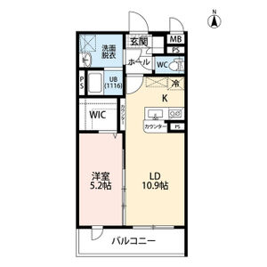 1LDK 間取り図