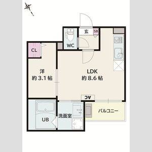 1LDK 間取り図