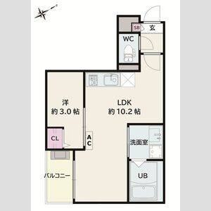 1LDK 間取り図