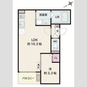 1LDK 間取り図