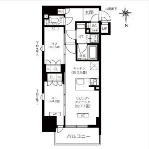 1DK 間取り図