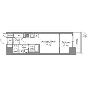 1DK 間取り図