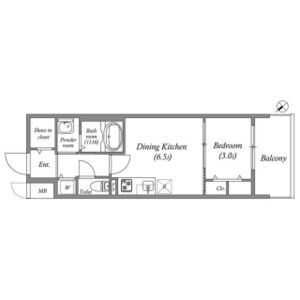 1DK 間取り図