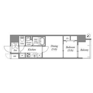 1DK 間取り図
