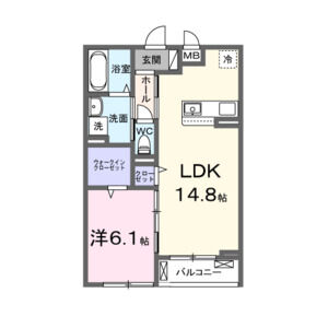 1LDK 間取り図