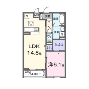 1LDK 間取り図