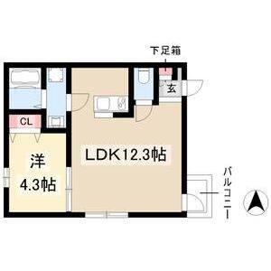 1LDK 間取り図