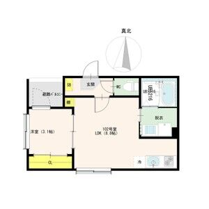 1LDK 間取り図
