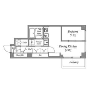 1DK 間取り図