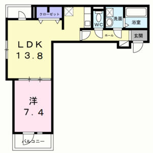 1LDK 間取り図