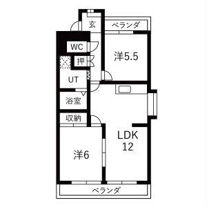 2LDK 間取り図