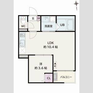 1LDK 間取り図