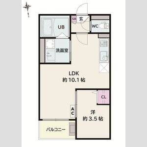 1LDK 間取り図
