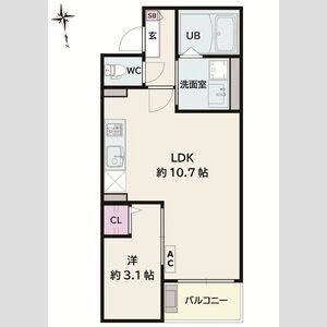 1LDK 間取り図