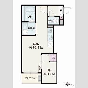 1LDK 間取り図