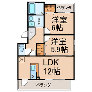 2LDK 間取り図