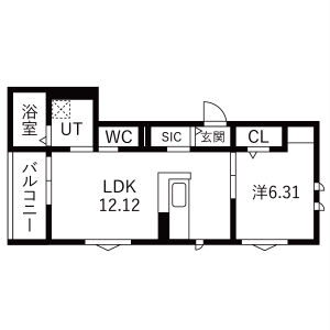 1LDK 間取り図
