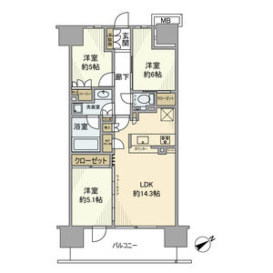 3LDK 間取り図
