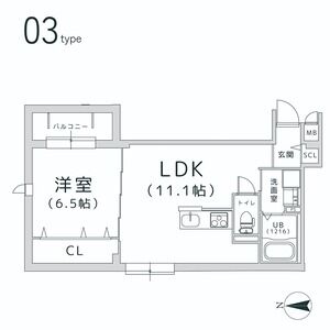 1LDK 間取り図