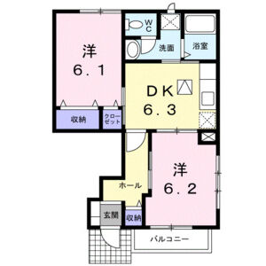 2DK 間取り図