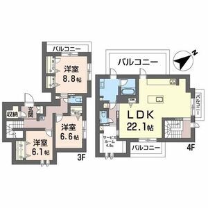 3LDK 間取り図