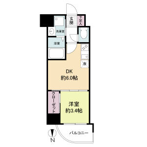 1DK 間取り図