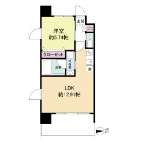 1LDK 間取り図