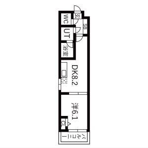 1DK 間取り図