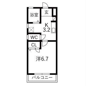 1K 間取り図