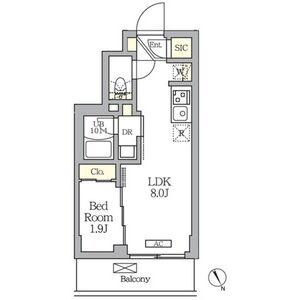 1LDK 間取り図