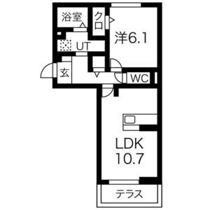 1LDK 間取り図