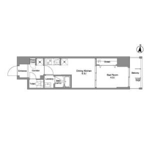 1DK 間取り図
