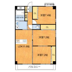 3LDK 間取り図