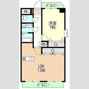 1LDK 間取り図